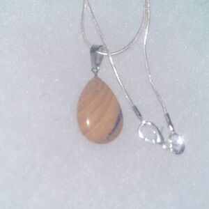 Boho hippie Yellow Jasper Tear Drop Silver 16” Neckla…